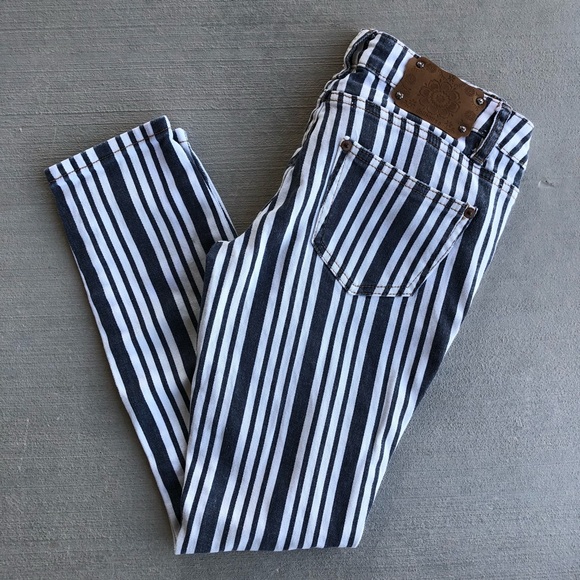 Dollhouse Denim - Dollhouse Black & White Striped Denim Jeans